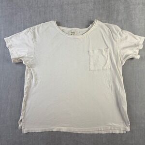 Madewell Womens Short Sleeve Pocket Tee Off White Cream Cotton Slub Size M